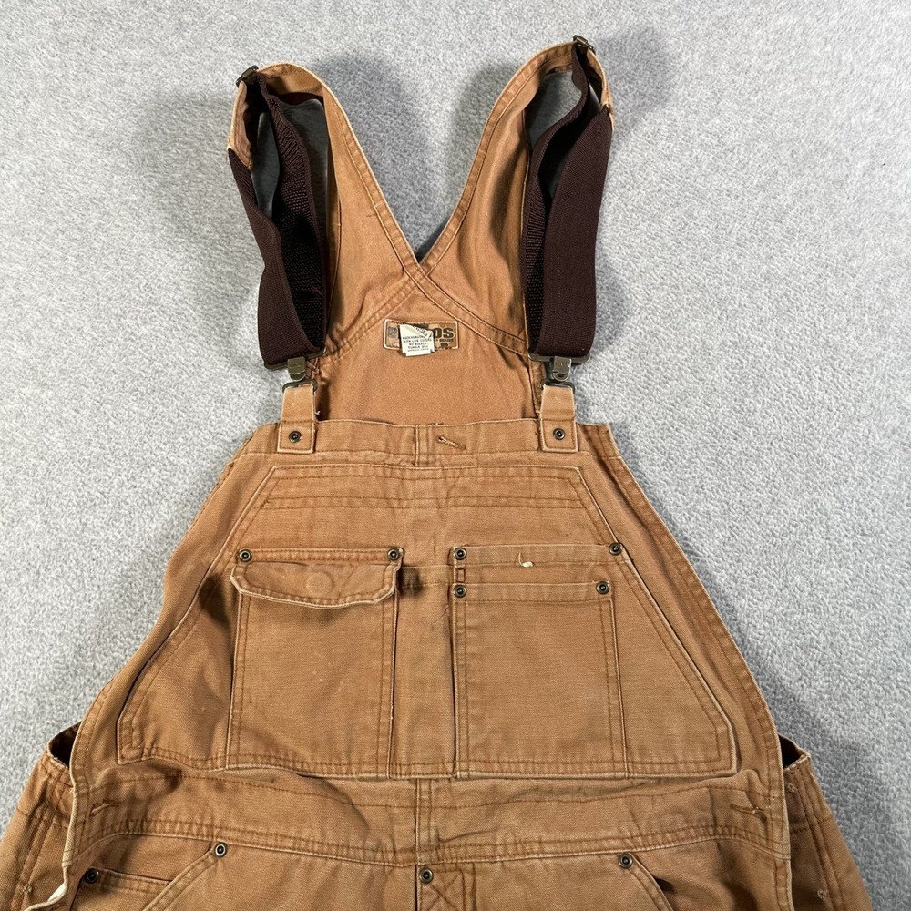 Brazos Mens Brown Duck Canvas Bib Overalls Workwear Carpenter Pants Brown